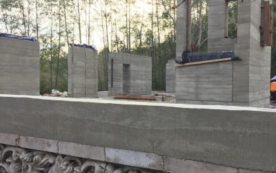 Rammed Earth Walls Near Completion at Heron Hall